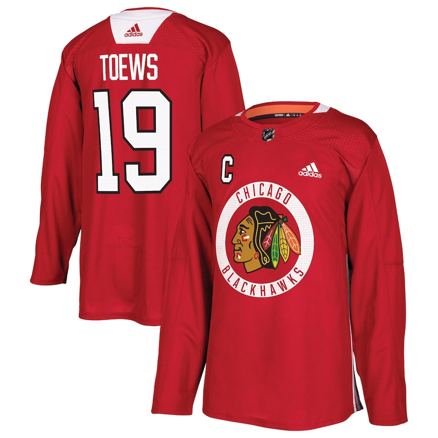 Men's Jonathan Toews Red Practice Player Team Jersey