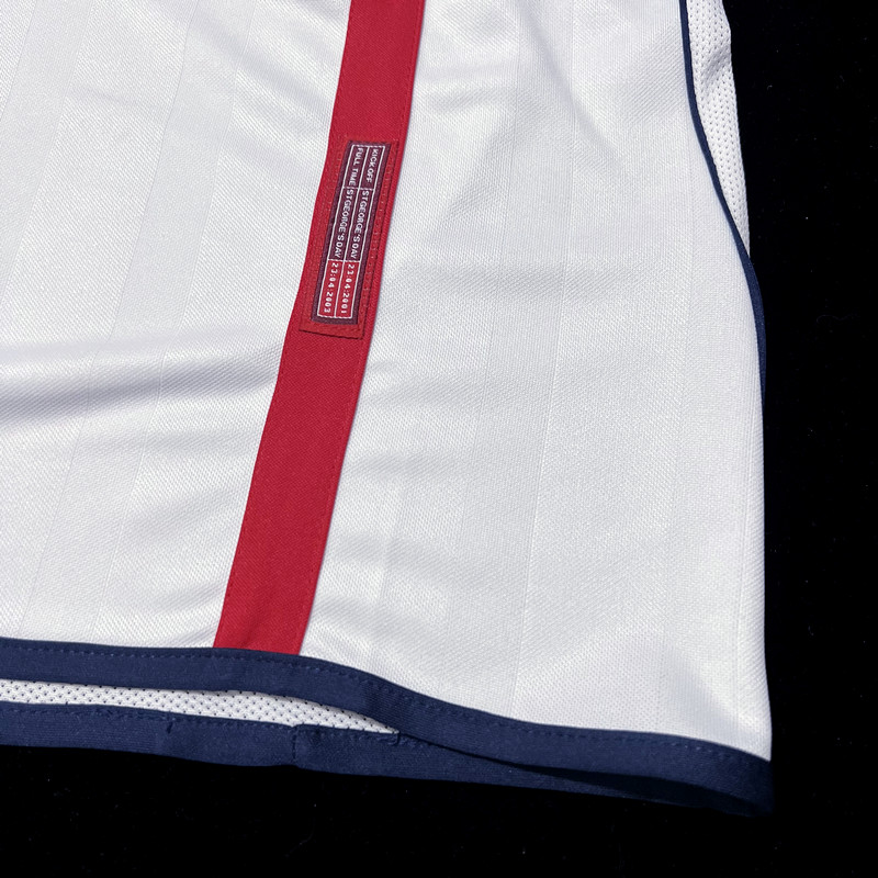 Long Sleeve Retro 2002 England Home Soccer Jersey