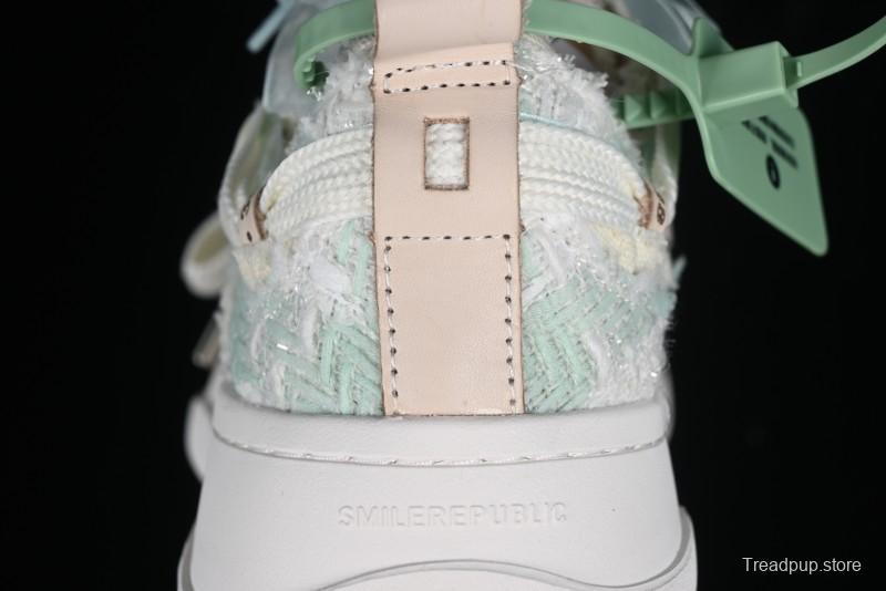 SMILEREPUBLIC Mint Manbo Light Blue Checkered Open Smile Platform Canvas Shoes - G.D4