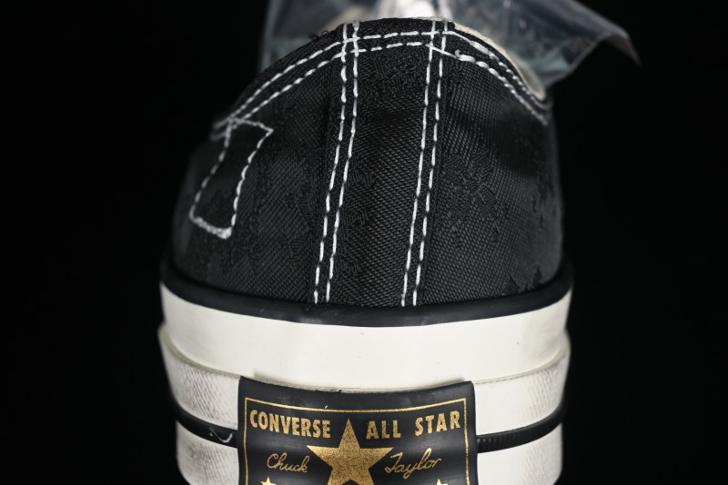 Clot x Fragment Design x Converse Custom Triple Collaboration Low-Top Sneakers with Distressed Black Silk and Brier Pattern - A10925C