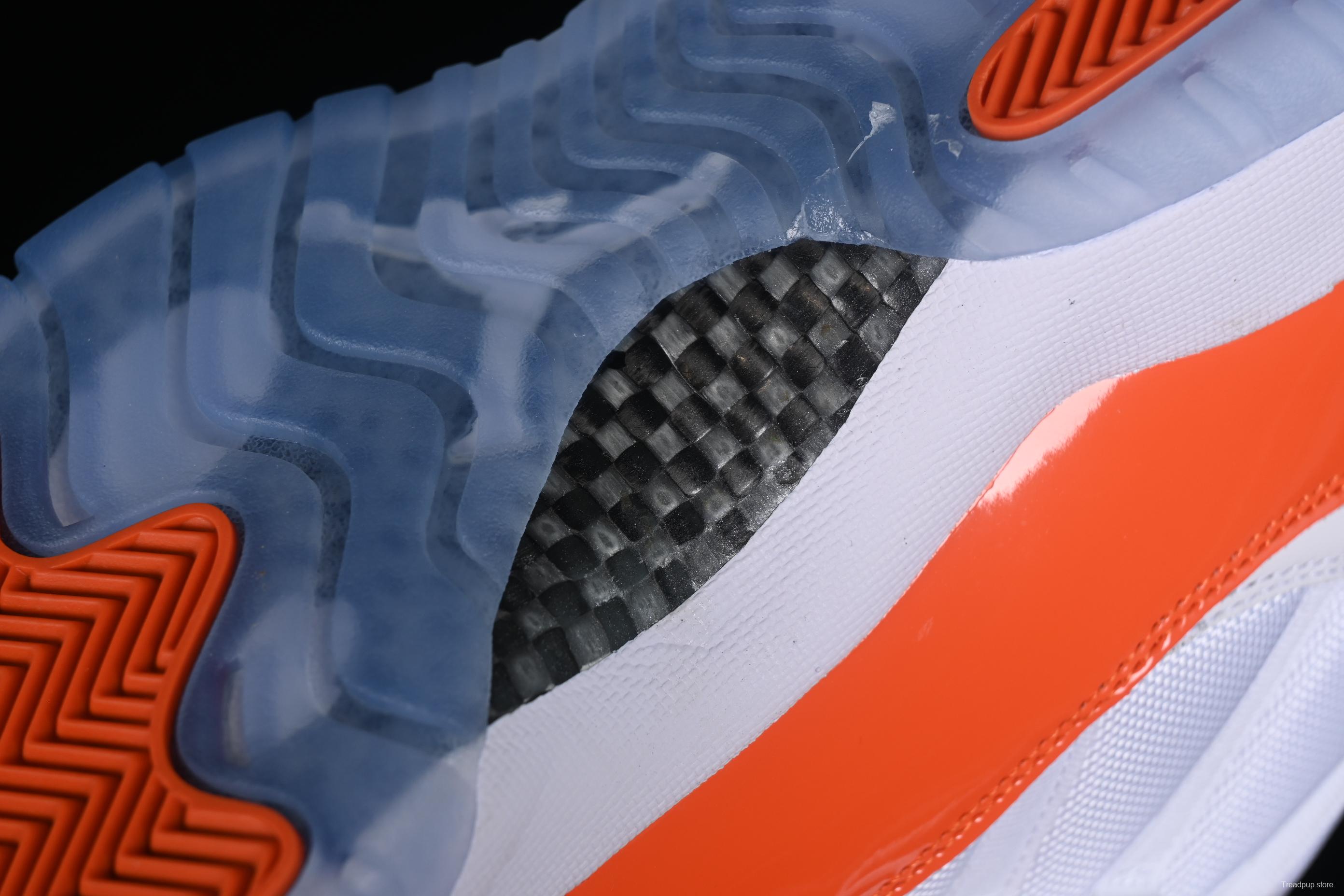 Nike Air Jordan 11 Retro Basketball Shoes with White Orange Design - 378037-002