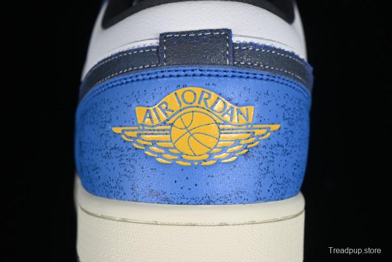 Nike Air Jordan 1 Low Flight Vintage Retro Sneakers in White and Blue - FV8439-104