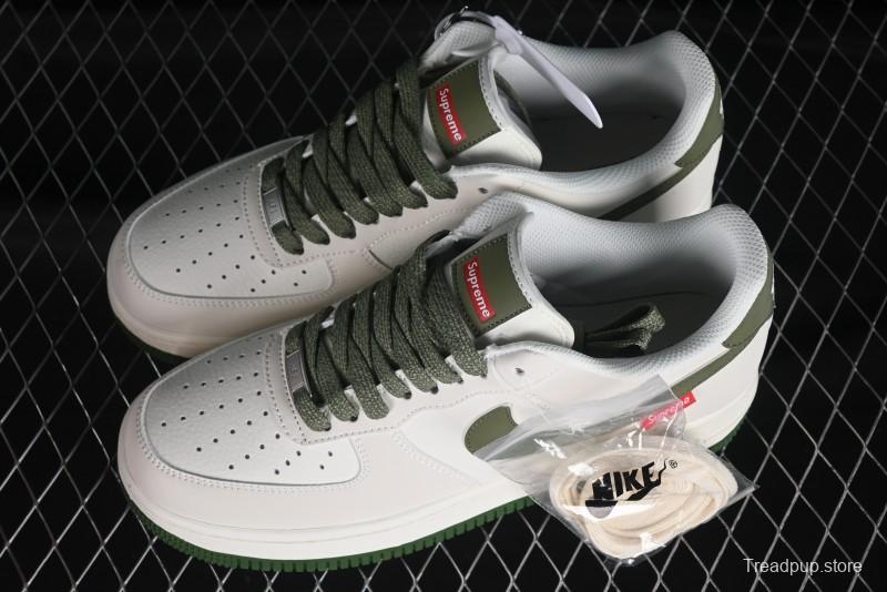 Supreme x Nike Air Force 1'07 Low Beige Green Casual Sneakers with Zoom Air Cushion - HD1968-008