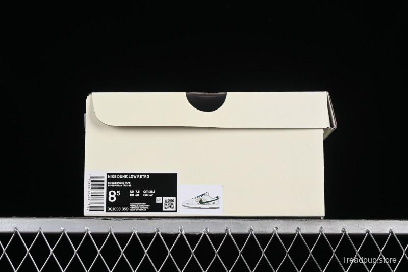 Nike SB Dunk Low UN Collaboration - White Green Swoosh Anniversary Custom Low-Top Casual Skate Shoes - DQ1098-359