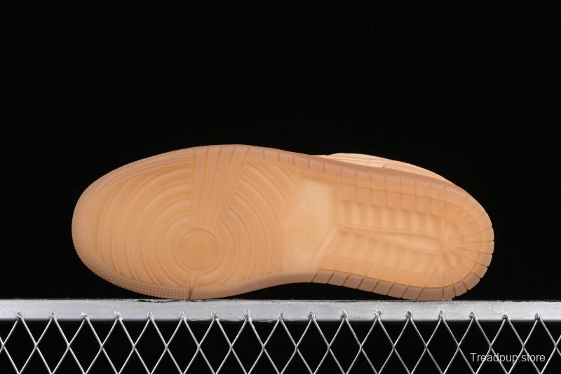 Nike Air Jordan 1 Low AJ1 Lifestyle Basketball Shoes in Warm Yellow with Gum Sole - FZ3972-294