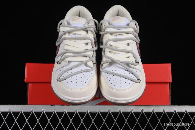 Nike Dunk Low Next Nature SB Lace-Up Low-Top Casual Sneakers in Cream Dark Brown - DD1873-103