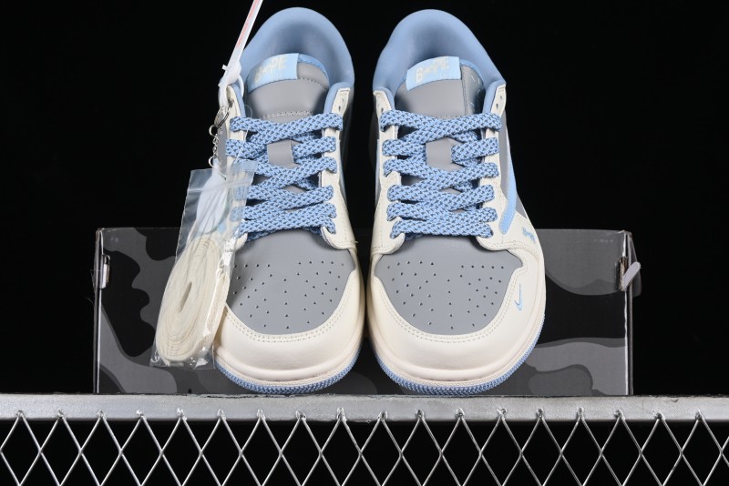 Nike Travis Scott x Fragment Design x Air Jordan 1 Low OG SP AJ1 LV Collaboration Deep Blue Low-Top Casual Sneakers - BB6588-104