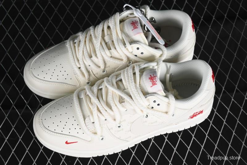 Stussy x Nike SB Dunk Low Anniversary Custom Retro Sneakers with Original S Titanium Accessory - SJ2068-259