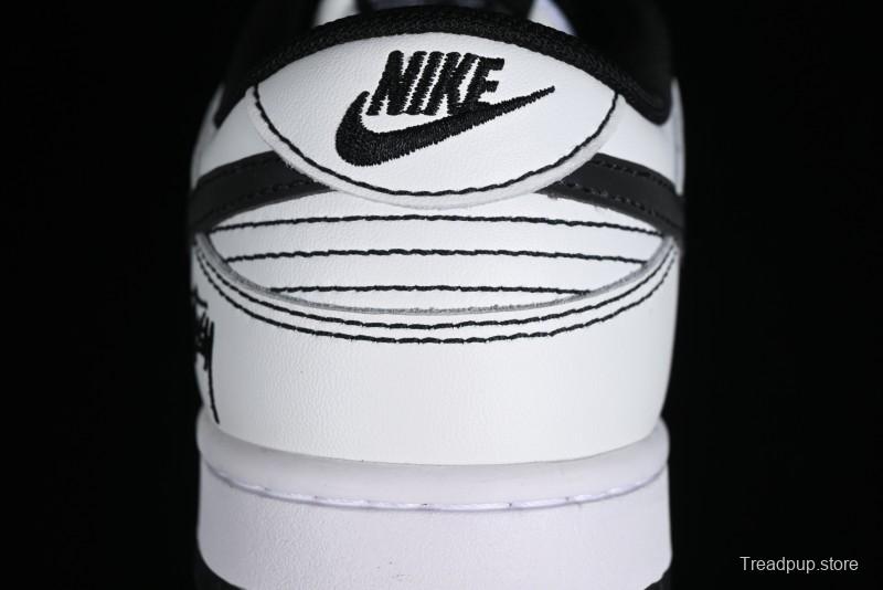 Stussy x Nike Dunk Low SB Skate Shoes in White-Black - FC1688-137