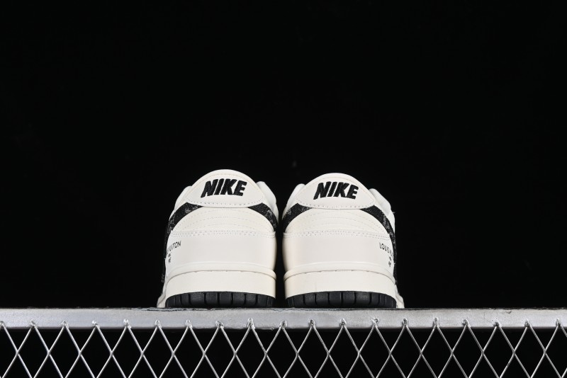 Nike SB Dunk Low LV Collaboration - Beige Black Denim Anniversary High-End Custom Low-Top Casual Skate Shoes - JH8310-946