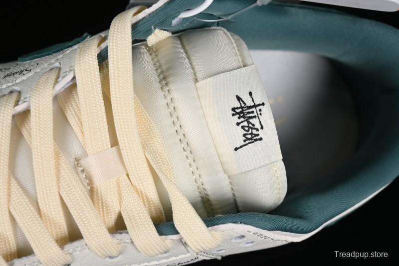 Nike SB Dunk Low Stussy Collaboration Beige Green Mini Swoosh Anniversary Custom Low-Top Casual Sneakers - CF3688-006