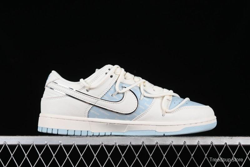 Nike SB Dunk Low Supreme Collaboration - Ice Blue Engraving Anniversary Customized Low-Top Casual Skate Shoes - JJ5688-107