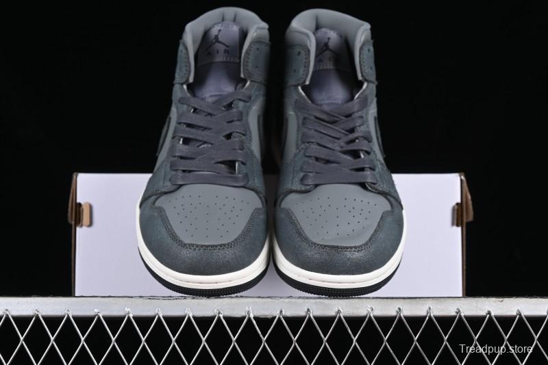 Nike Air Jordan 1 Mid Basketball Shoes in Space Gray - FJ3448-001