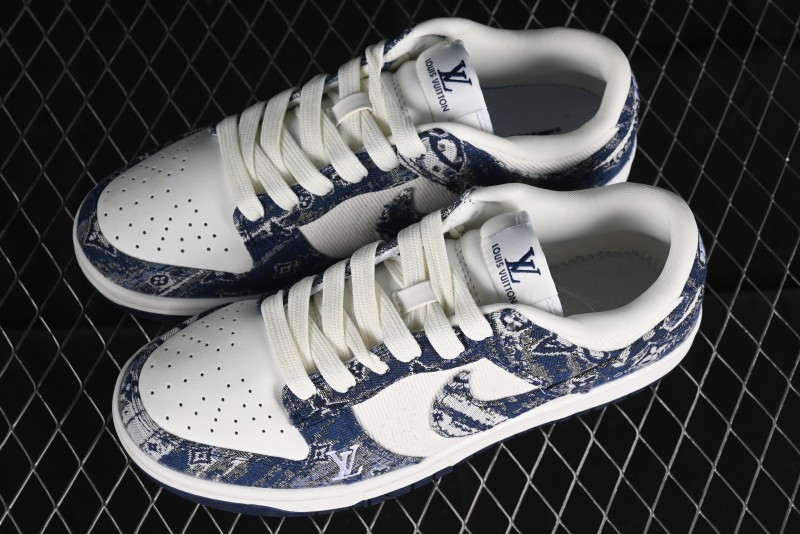 Nike SB Dunk Low LV Collaboration - Camo Mesh Anniversary High-End Custom Low-Top Casual Skate Shoes - JH8040-942