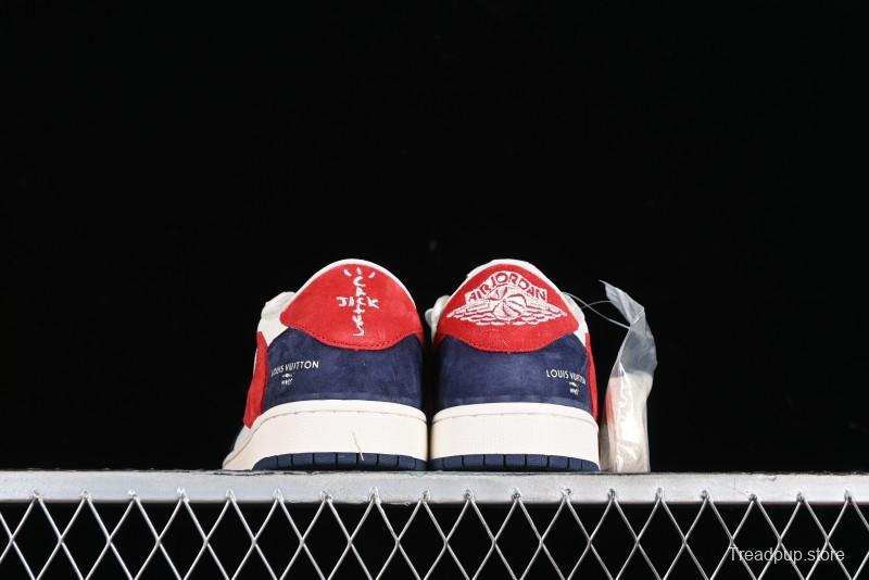 Nike Travis Scott x Fragment Design x Jordan Air Jordan 1 Low OG SP AJ1 LV Blue Red Low-top Casual Sneakers - YQ2088-670
