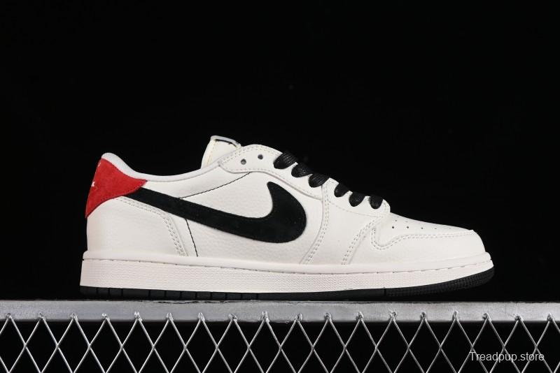 Nike Travis Scott x Fragment Design x Jordan Air Jordan 1 Low OG SP AJ1 LV Beige Black Red Casual Sneakers - LX1988-700