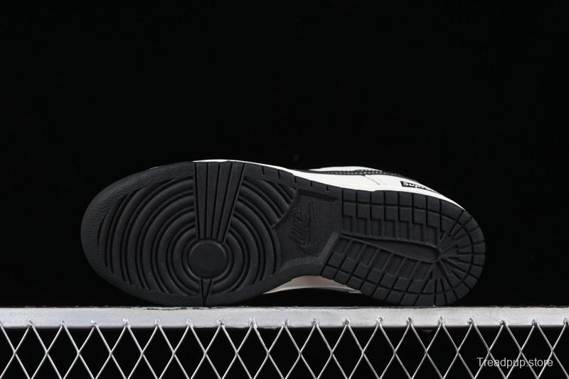 Nike SB Dunk Low Supreme Collaboration - Beige Black Canvas Anniversary Custom Low-Top Casual Skate Shoes - BB8657-515