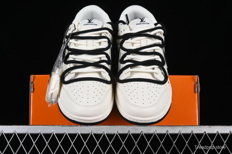 Nike SB Dunk Low LV Collaboration - Lamborghini Strap White Black Hook Anniversary High-End Custom Low-Top Casual Sneakers - SJ2068-261