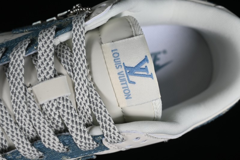 Nike SB Dunk Low LV Collaboration - Light Blue Denim Anniversary High-End Custom Low-Top Casual Skate Shoes - XP3802-336
