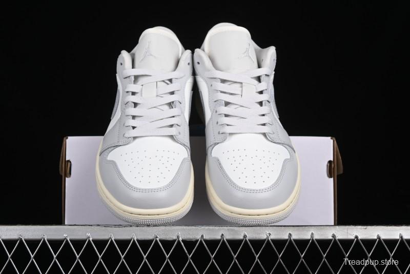 Nike Air Jordan 1 Low Casual Sneakers in White-Grey - FQ7687-300