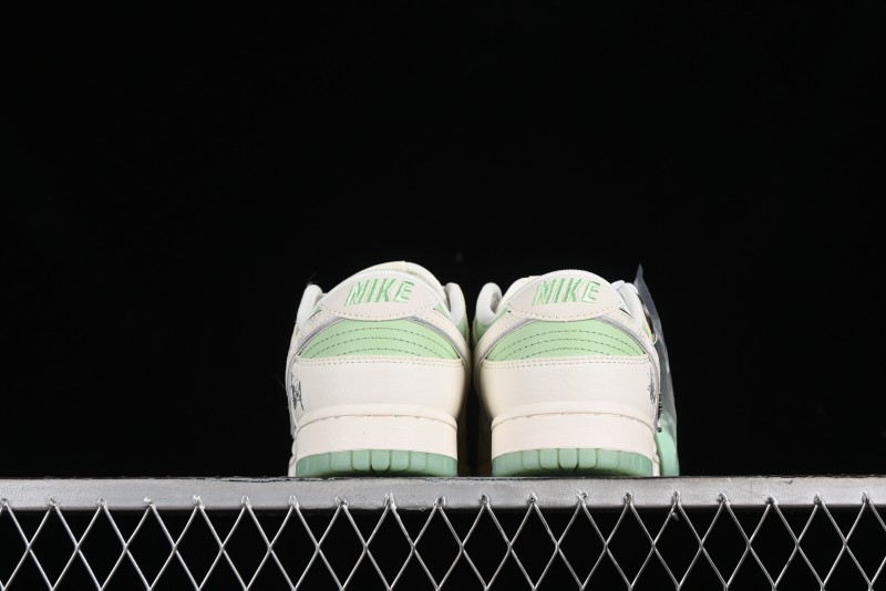 Nike SB Dunk Low Stussy Collaboration - Cream Apple Green Anniversary Custom Low-Top Casual Skate Shoes - XY1688-006