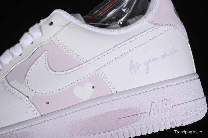 Nike Air Force 1 '07 Low Casual Sneakers with Anime-inspired White Pink Purple Spray Paint Design - CW2288-111