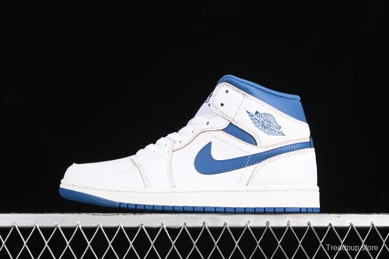 Nike Air Jordan 1 Mid Basketball Shoes Industrial Blue - FN5215-141