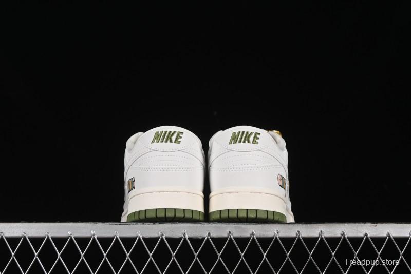Nike SB Dunk Low Gucci Collaboration - Off White with Green Swoosh Anniversary High-End Custom Low-Top Casual Skate Shoes - KK1888-007