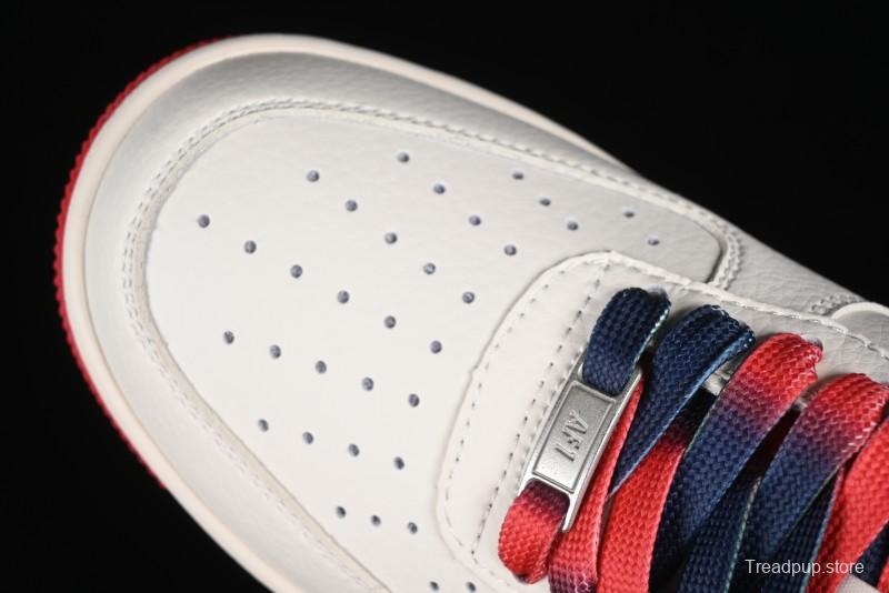 Nike Air Force 1 '07 Low Supreme Collaboration - Beige Red Blue Double Swoosh Casual Sneakers - XZ6188-008