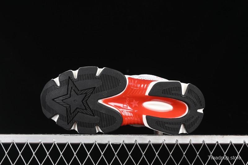 Dior Chrono Round Toe Lace-Up Lifestyle Casual Running Sneakers - 19W WHITE RED