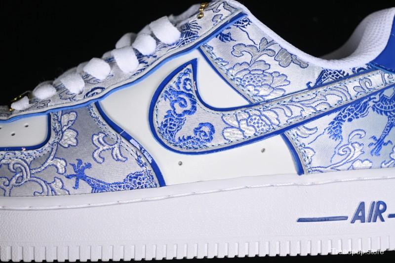 Nike Air Force 1 '07 Low DIY Blue and White Porcelain Dragon Embroidery Casual Sneakers - CW2288-201