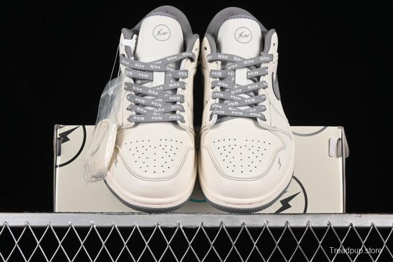 Nike Air Jordan 1 Low AJ1 Lightning Collaboration - Off White Grey Anniversary Custom Edition Low-Top Casual Sneakers - CF3688-020