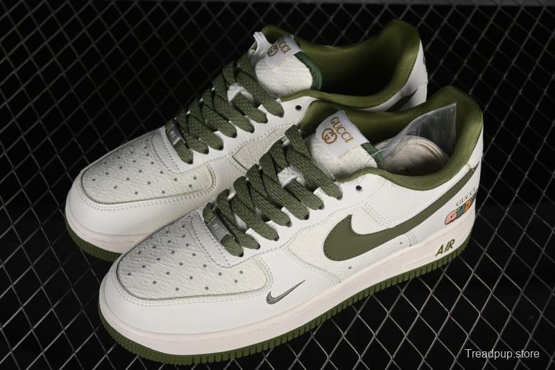 Nike Air Force 1 '07 Low Gucci Collaboration - Beige Green Linen Casual Sneakers - XZ3398-588
