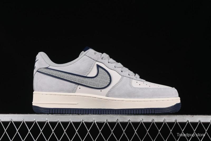 Nike Air Force 1 '07 Low Stussy Collaboration - Grey Pigskin Blue Sole Low-Top Casual Sneakers - XZ3318-028