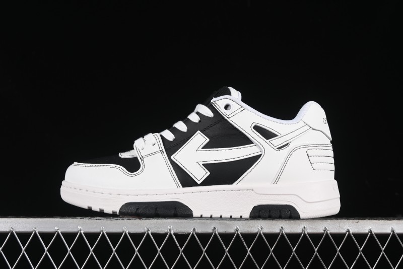 Off-White Out Of Office Low-Top Fashion Sneakers in White Black - AJD4