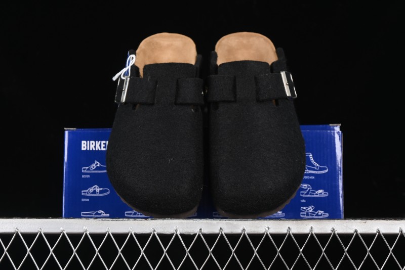 Birkenstock Half Open Toe Sandals with Smokeless Coal Wool Upper - G.D4