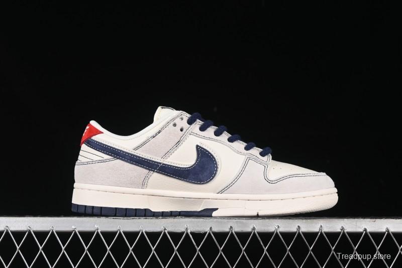 Nike SB Dunk Low The North Face Collaboration - Grey Pigskin Navy Swoosh Anniversary Custom Low-Top Casual Skate Shoes - SJ1089-012