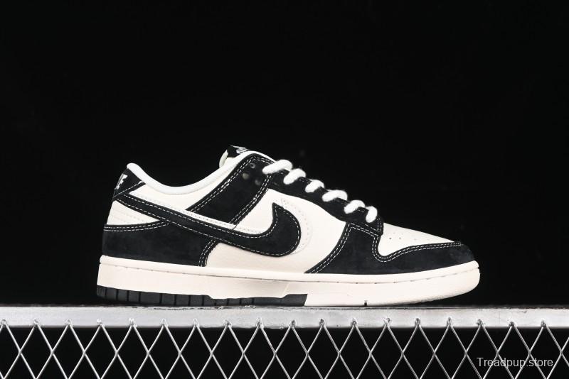 Nike SB Dunk Low Stussy Collaboration - Black White Marking Line Anniversary High-End Custom Low-Top Casual Sneakers - BB9898-008
