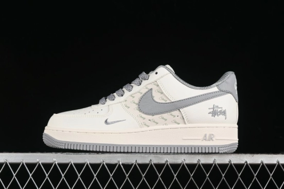 Nike Air Force 1 '07 Low Stussy Collaboration - Brushed Grey Low-Top Casual Sneakers - XZ3328-005