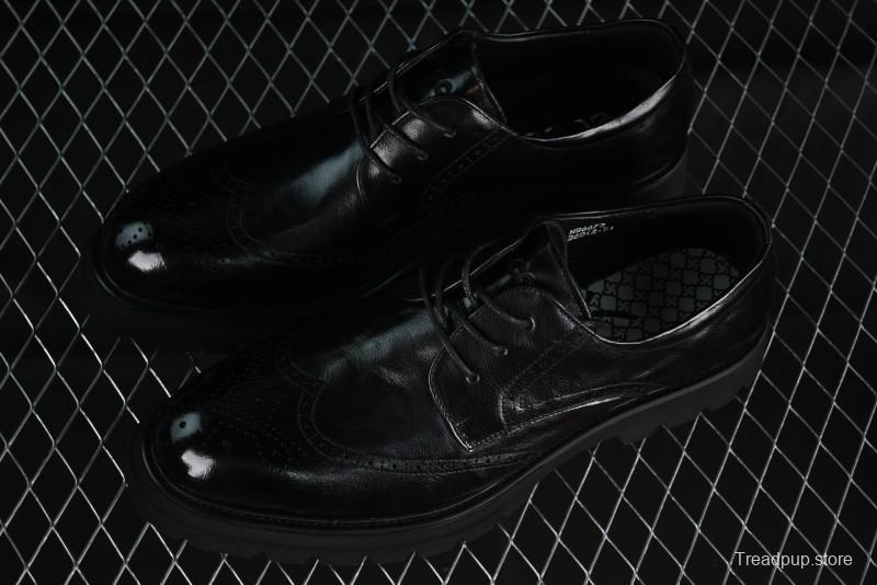 Ecco Block Brogue Business Derby Round Toe Genuine Leather Dress Shoes - 63667201001