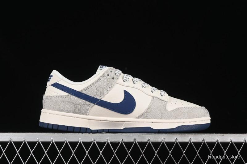Nike SB Dunk Low Gucci Collaboration - Smoke Blue Anniversary High-End Custom Low-Top Casual Skate Shoes - XX2025-801