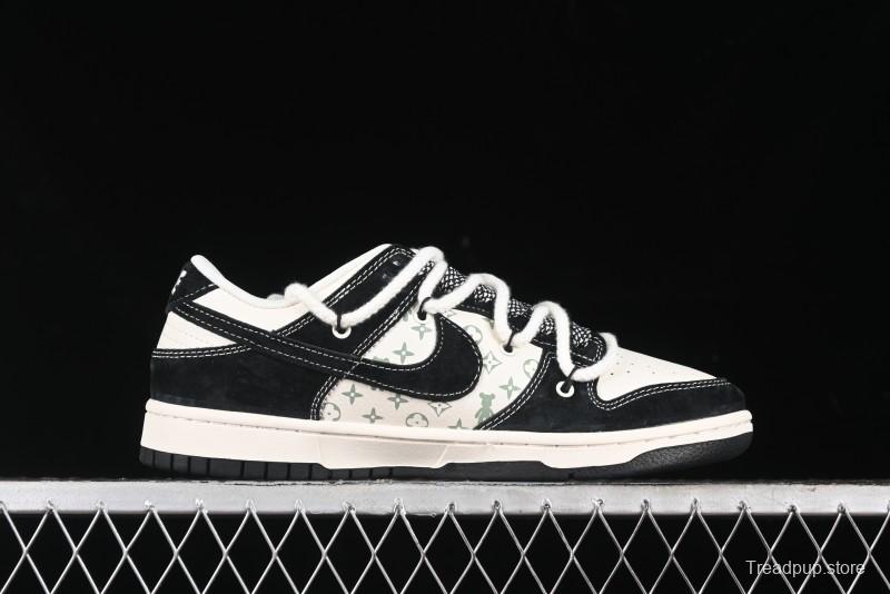 Nike SB Dunk Low Violent Bear Series - Lace-Up Beige with Black Swoosh Anniversary High-End Customized Low-Top Casual Skate Shoes - SJ2068-290