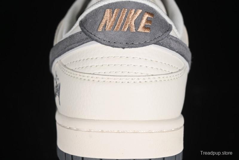 Nike SB Dunk Low Stussy Collaboration - Off White Grey Pig Anniversary Custom Low-Top Casual Skate Shoes - XX2025-888