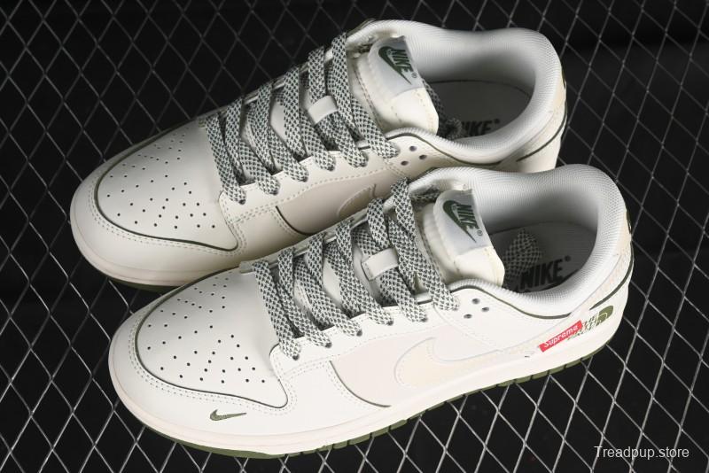 Nike SB Dunk Low Supreme The North Face Collaboration - Beige Green Reflective Swoosh Anniversary Custom Edition Low-Top Casual Skate Shoes - XX2025-638