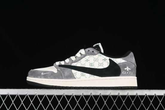 Nike Travis Scott x Fragment Design x Air Jordan 1 Low OG SP AJ1 Gucci Collaboration - Black Hook Dragonfly Low-top Casual Sneakers - SJ2068-137