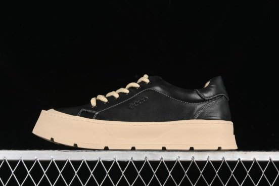 Ecco Street Light Series Autumn Height-Increasing Round-Toe Versatile Casual White Sneakers - 63311901001