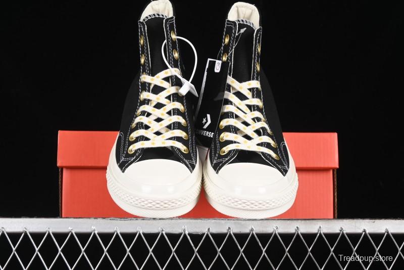 Converse Chuck 1970s High-Top Sneakers with Gold Star Accents and Classic Black & White Design - A12462C