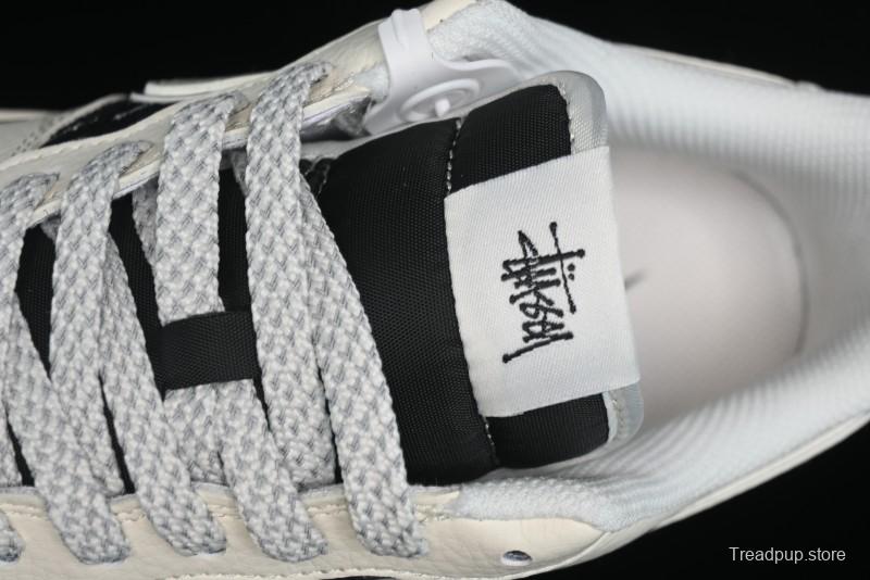 Nike Air Force 1 '07 Low Stussy Collaboration - Black Sail Silver Swoosh Casual Sneakers - XZ6188-729
