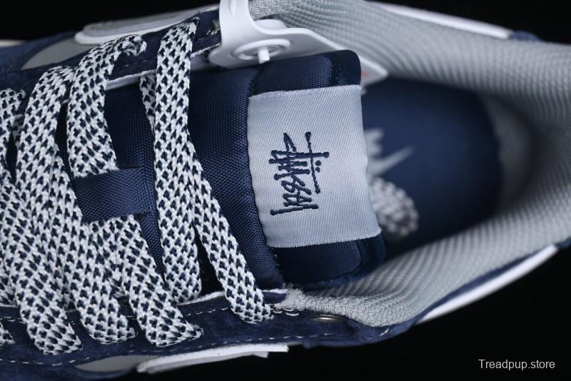 Nike Air Force 1 '07 Low Stussy Collaboration - Grey Blue Suede Low-Top Casual Sneakers - SJ6698-007