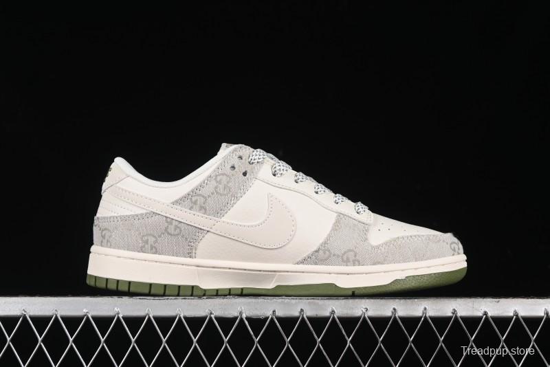 Nike SB Dunk Low Gucci Collaboration - Smoke Green Anniversary High-End Custom Low-Top Casual Skate Shoes - XX2025-389